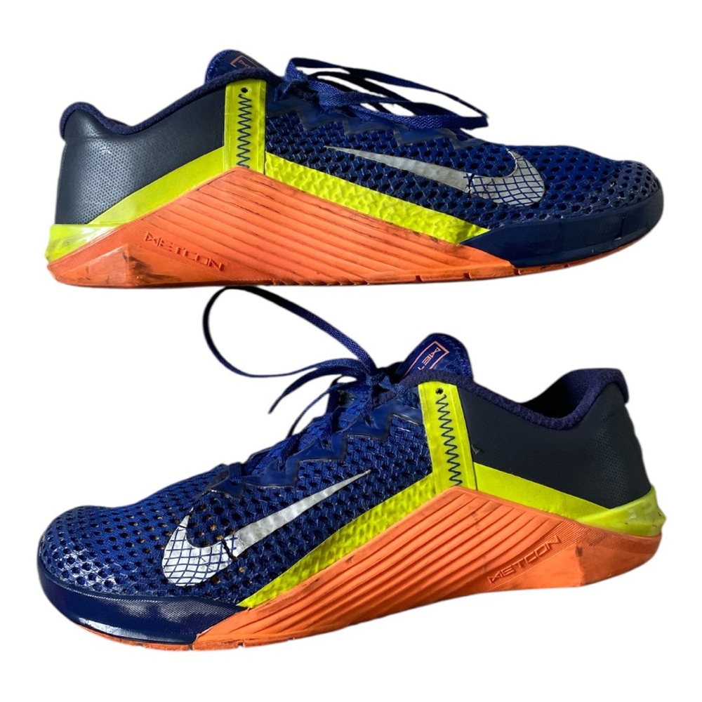 Nike Metcon 6 Blue Orange Yellow Weightlifting Shoes Sneakers